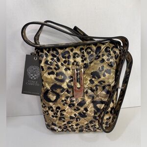 Vince Camuto Quilted Leopard-Print Leather Crossbody Bag Gold Hardware